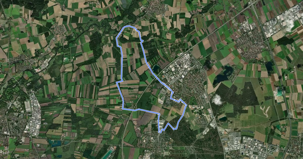 Маршрут MVV Wanderweg Dreieck Schleißheim на спутниковом снимке