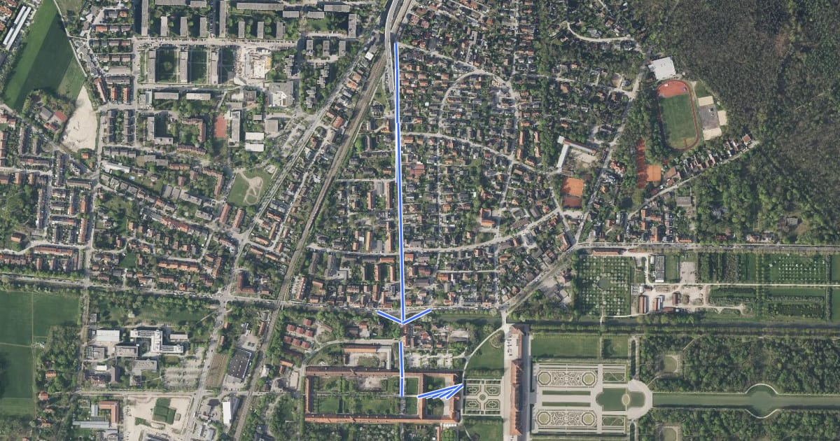 Маршрут MVV Wanderweg Kreis Oberschleißheim на спутниковом снимке