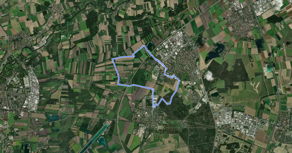 Маршрут MVV Wanderweg Raute Oberschleißheim на спутниковом снимке