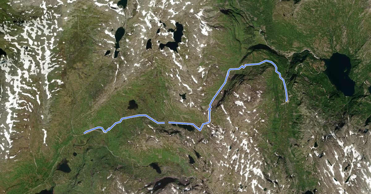 Маршрут Myrdal - Upsete на спутниковом снимке