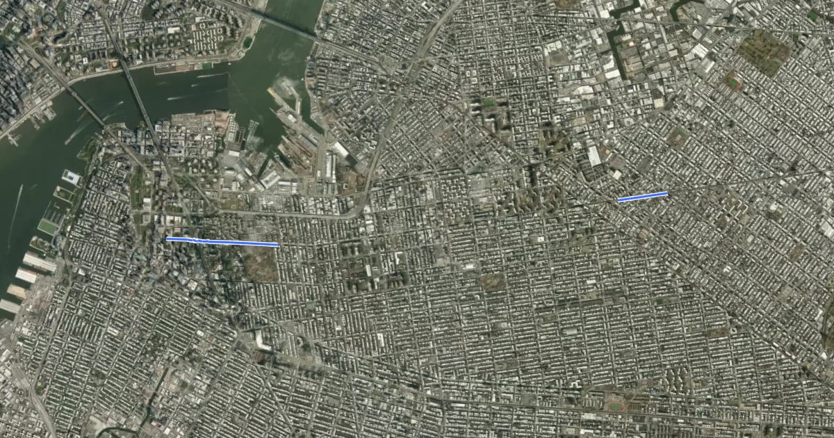 Маршрут Myrtle Avenue на спутниковом снимке