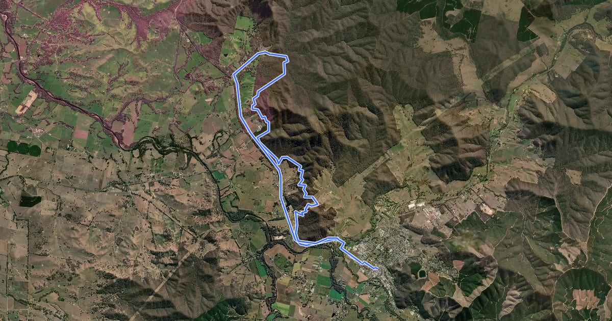 Маршрут Myrtleford - Gapsted Loop на спутниковом снимке