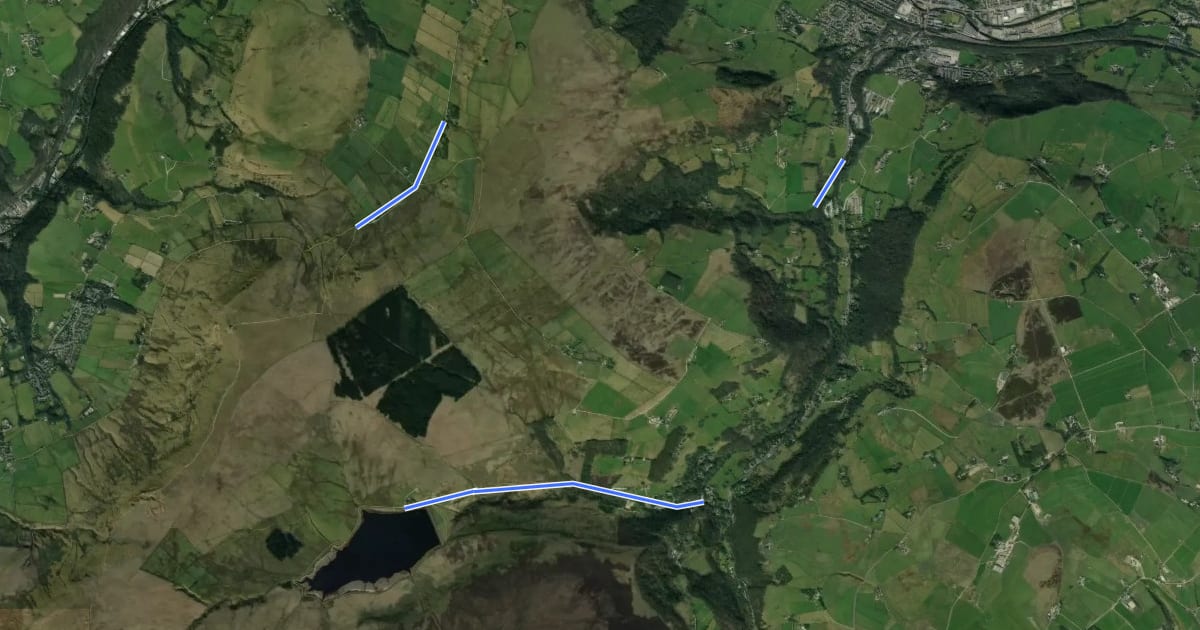 Маршрут Mytholmroyd Stoodley Pike на спутниковом снимке