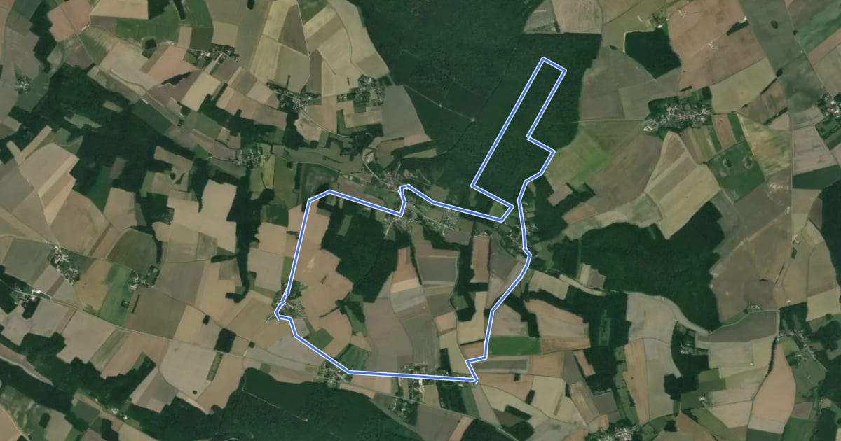 Маршрут N°18 12km Vaudeurs & ses hameaux на спутниковом снимке