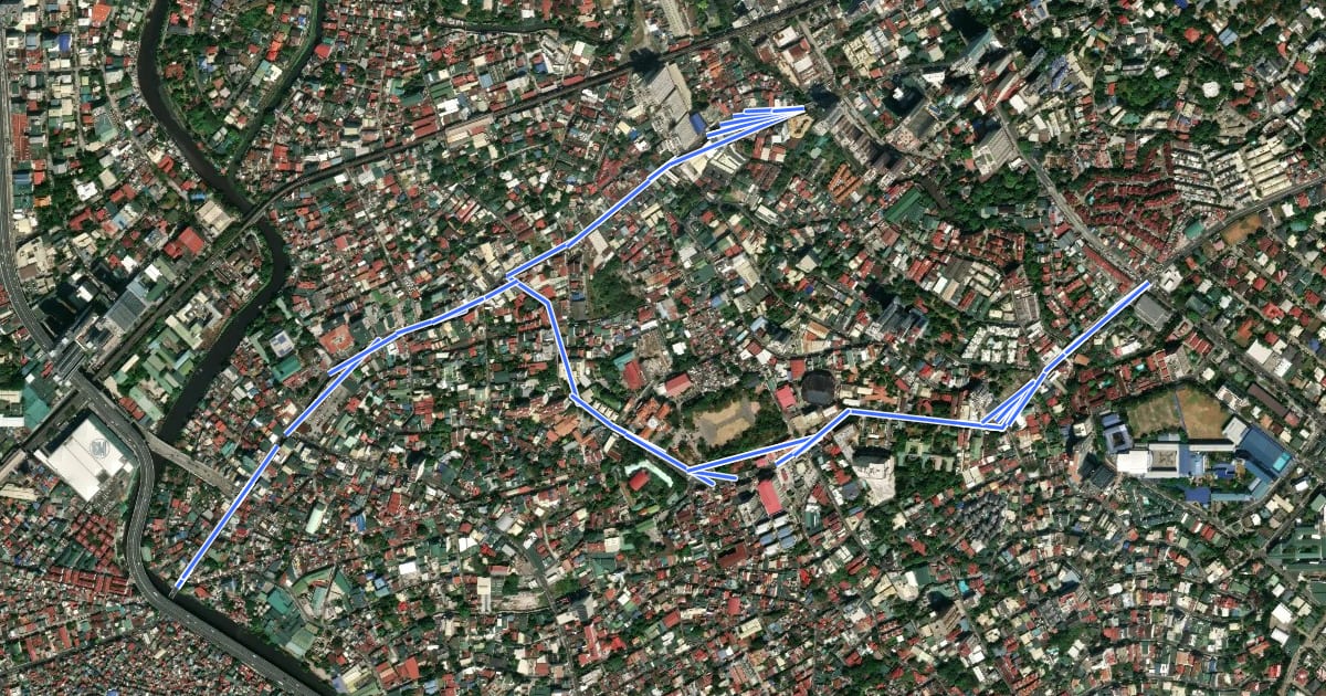 Маршрут N. Domingo-Pinaglabanan-Santolan Bicycle Lane на спутниковом снимке