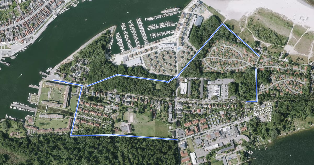 Маршрут nördlicher Priwall-Rundweg на спутниковом снимке