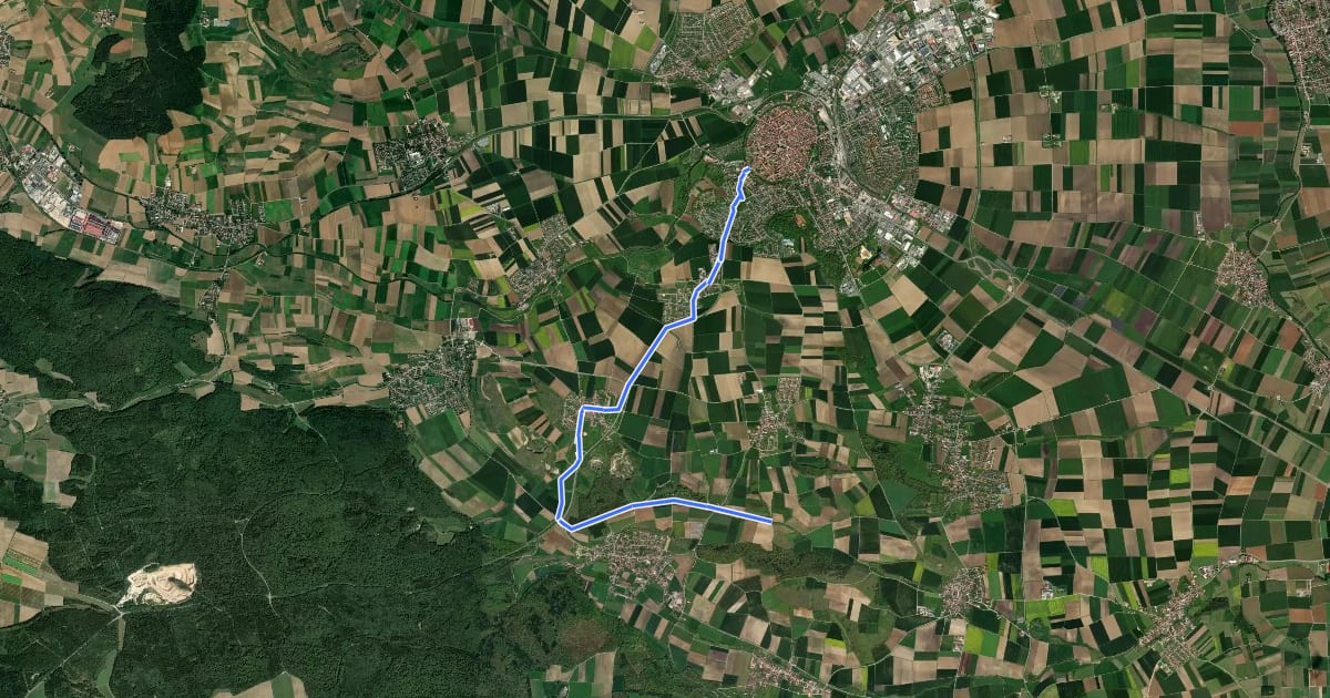 Маршрут Nördlingen - Ederheim на спутниковом снимке