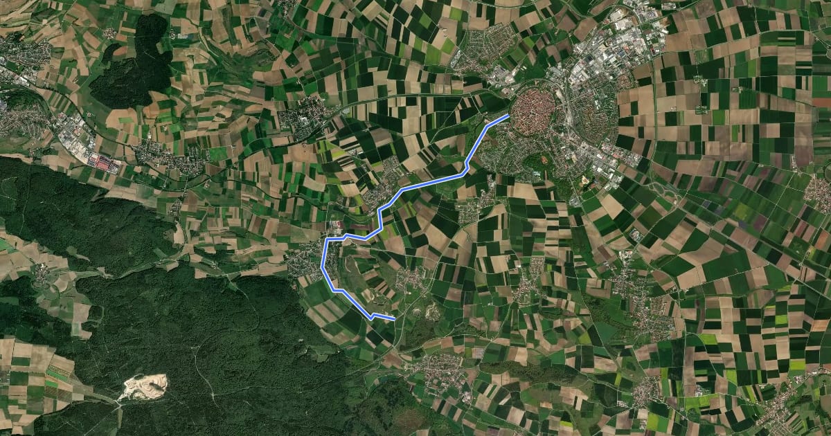 Маршрут Nördlingen - Utzmemmingen на спутниковом снимке