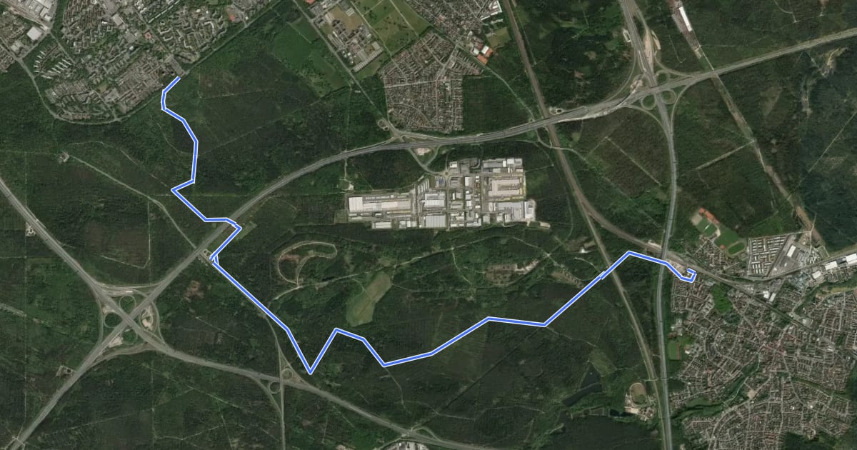 Маршрут Nürnberg Langwasser Süd – Feucht на спутниковом снимке