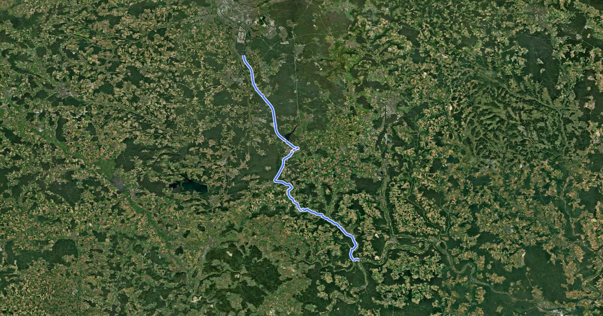 Маршрут Nürnberg-Rothsee-Altmühltal на спутниковом снимке