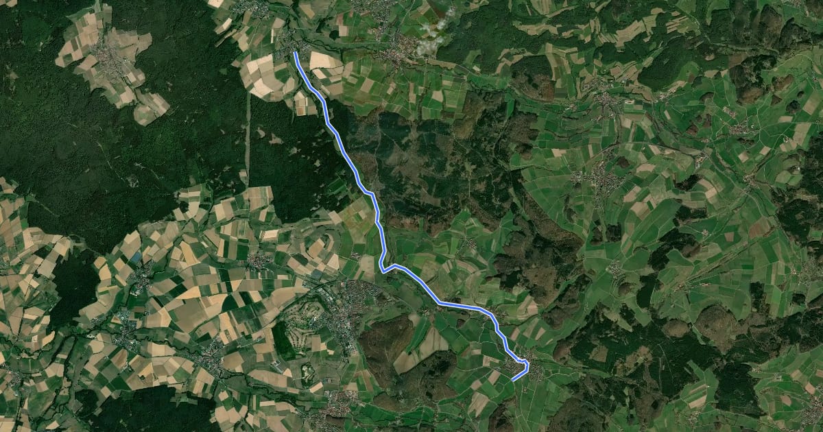Маршрут Nässetalradweg на спутниковом снимке