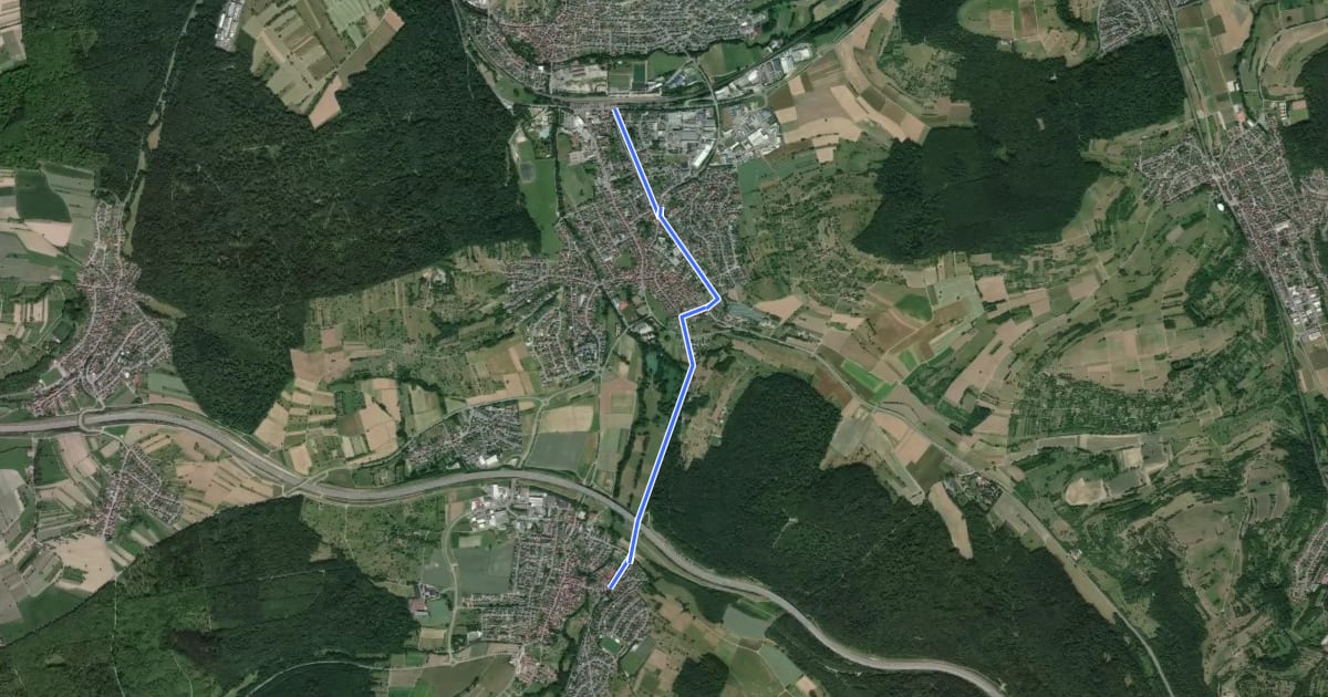 Маршрут Nöttingen Schule - Wilferdingen Bahnhof на спутниковом снимке