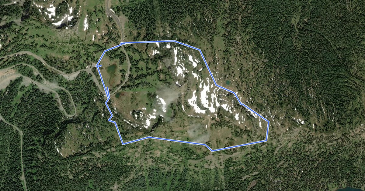 Маршрут Naches Peak Loop Trail на спутниковом снимке