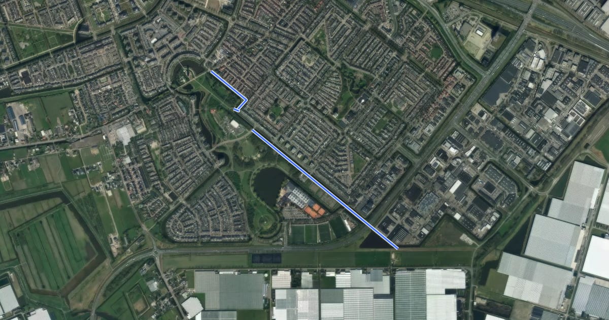 Маршрут Nachtnet Fiets (Rokkeveen - Brede Akkerpad) на спутниковом снимке