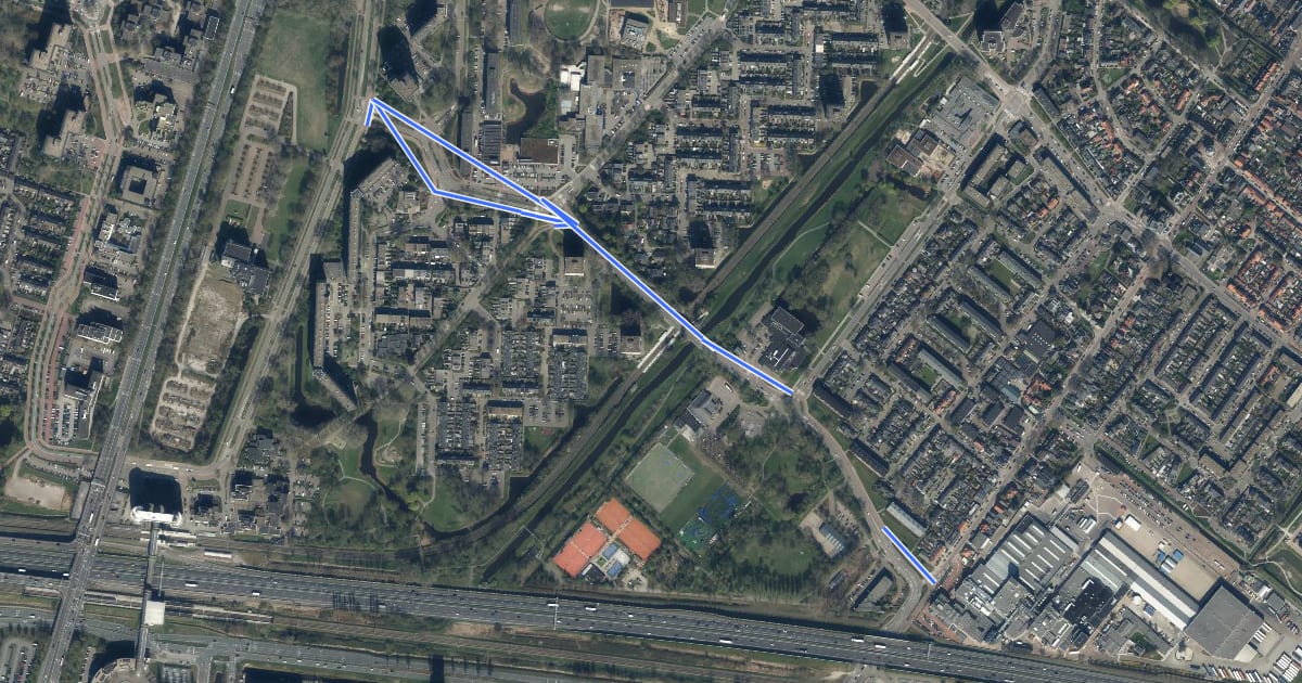 Маршрут Nachtnet Fiets (Station Oost - Driemanspolder) на спутниковом снимке