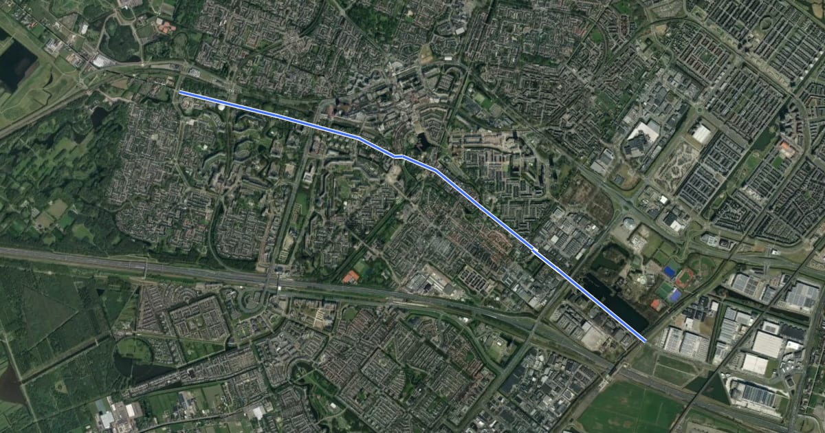 Маршрут Nachtnet Fiets (Westerpark - Dorp - Bleiswijk) на спутниковом снимке