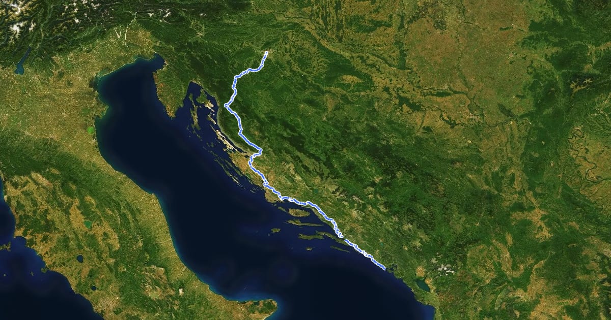 Маршрут Nacionalna ruta N1 на спутниковом снимке