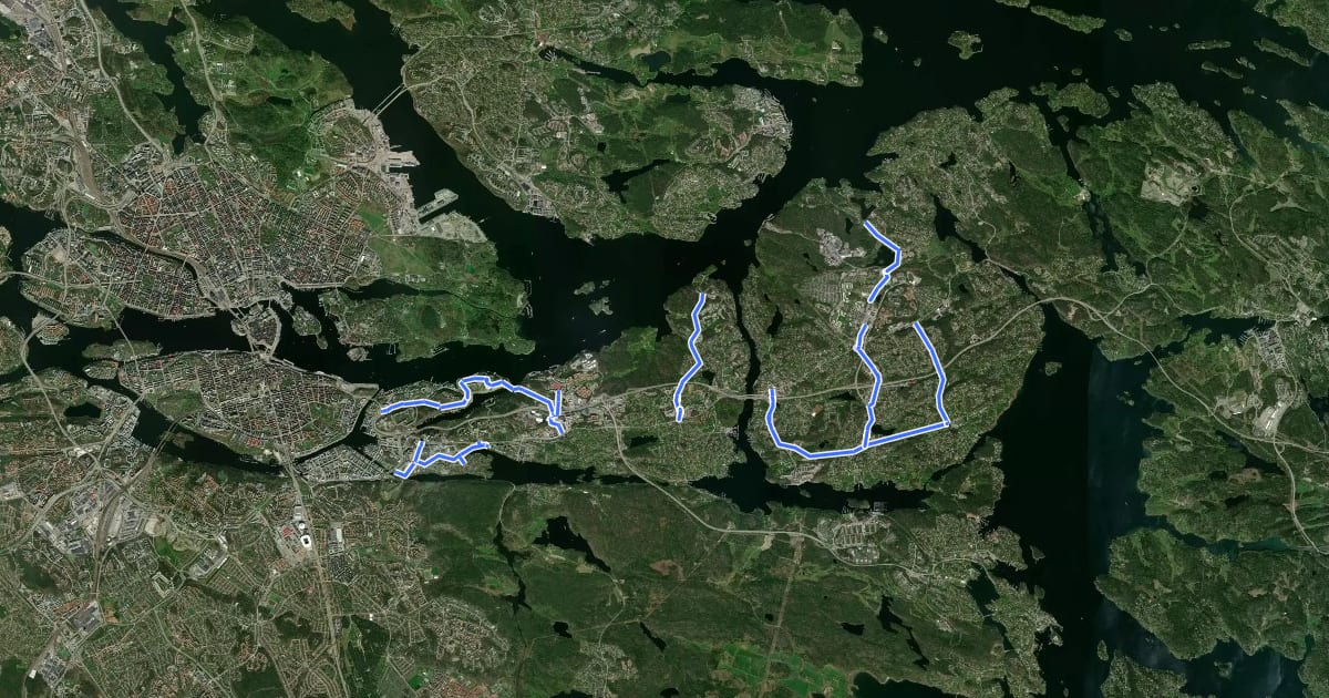 Маршрут Nacka huvudcykelnät на спутниковом снимке