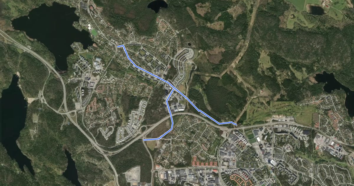Маршрут Nacka huvudcykelnät Älta-Tyresö на спутниковом снимке