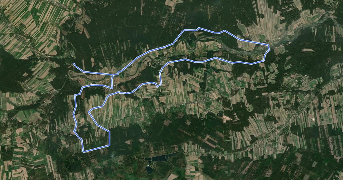 Маршрут Nadwarciańskich Krajobrazów EWI-7 на спутниковом снимке