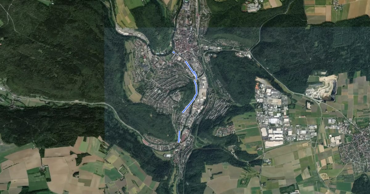 Маршрут Nagold Wachsende Kirche - Iselshausen Waldachbrücke на спутниковом снимке