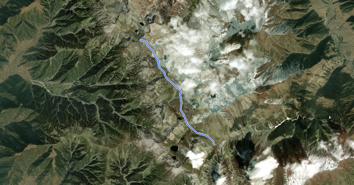 Маршрут Nagputin and zambkash lake from margan valley на спутниковом снимке