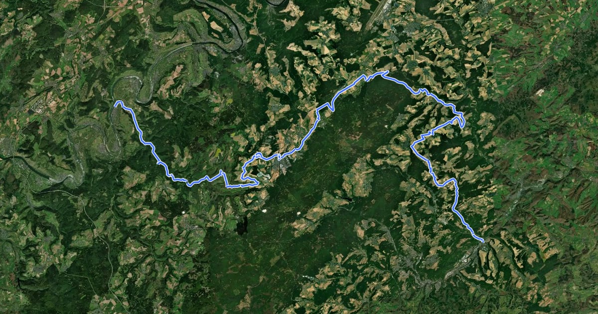 Маршрут Nahe-Hunsrück-Mosel Radweg (Hunsrückabschnitt) на спутниковом снимке