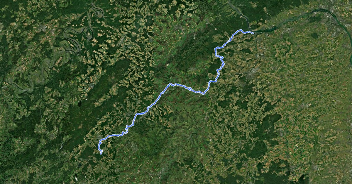 Маршрут Nahehöhenweg на спутниковом снимке