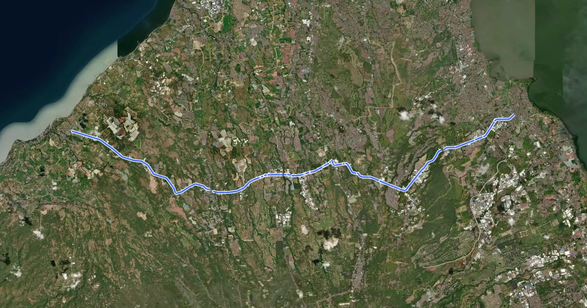 Маршрут Naic - Biñan Bicycle Route на спутниковом снимке