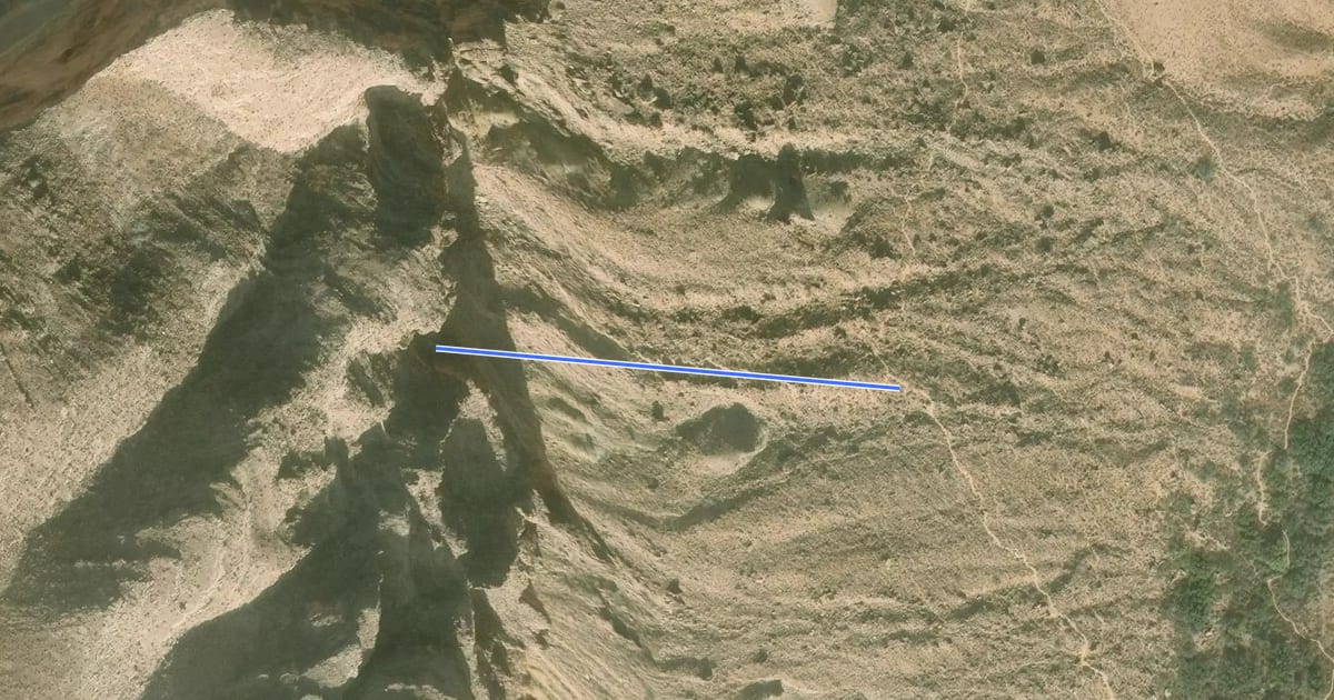 Маршрут Nankoweap Granary Trail на спутниковом снимке