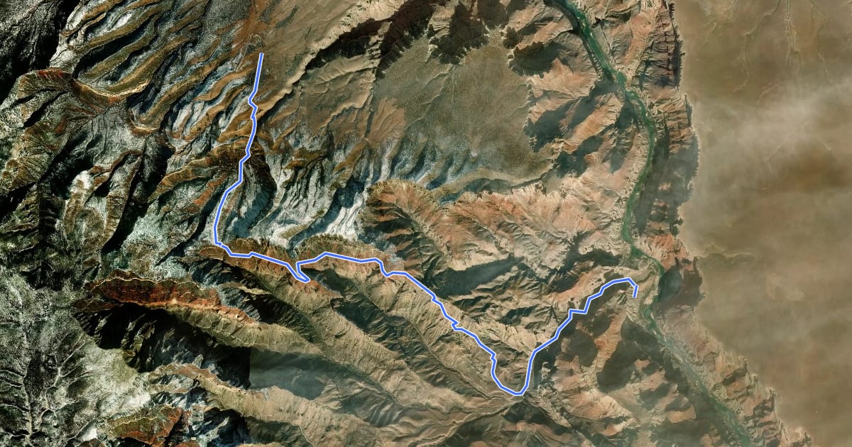 Маршрут Nankoweap Trail на спутниковом снимке