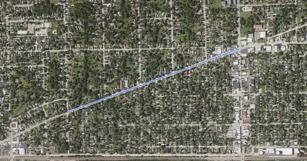 Маршрут Naperville Road на спутниковом снимке