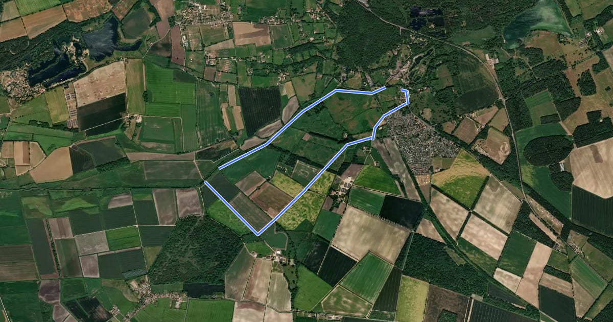 Маршрут Narborough Circular Walk на спутниковом снимке