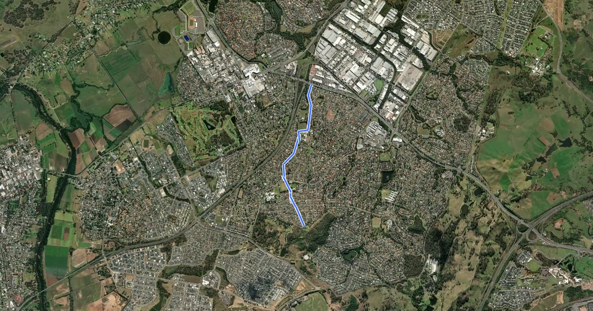 Маршрут Narellan Vale на спутниковом снимке