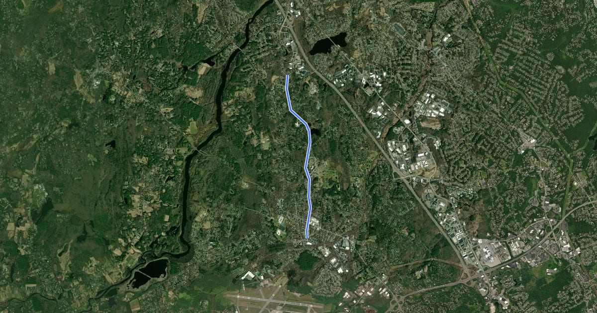 Маршрут Narrow Gauge Rail Trail на спутниковом снимке