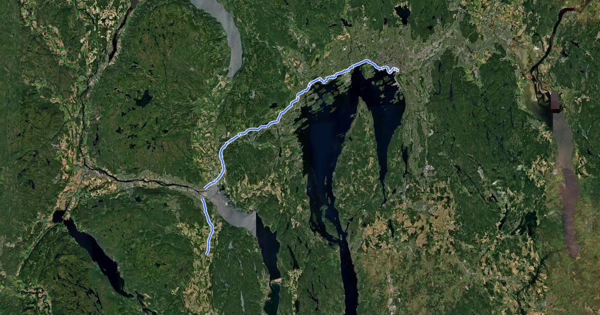Маршрут Nasjonal sykkelrute 1 (Indre Oslofjord) на спутниковом снимке