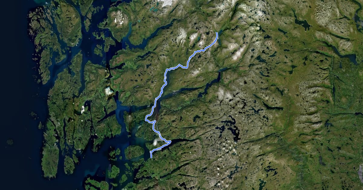 Маршрут Nasjonal sykkelrute 3 (Røldal - Hjelmeland) на спутниковом снимке