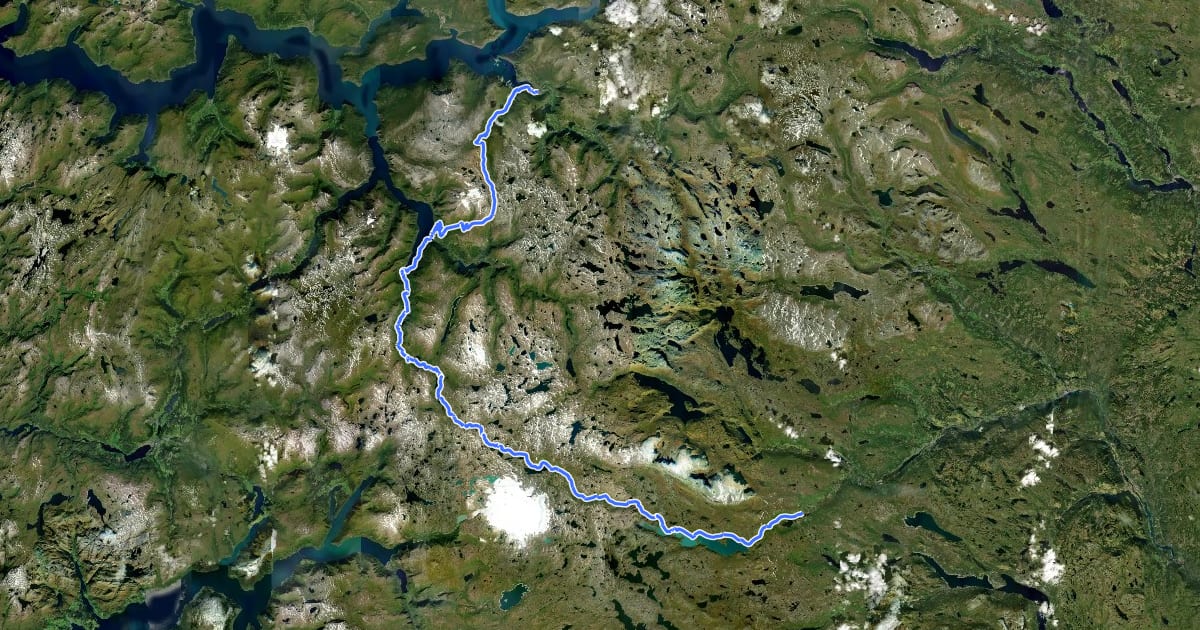 Маршрут Nasjonal sykkelrute 4 (Geilo-Lærdalsøyri) на спутниковом снимке