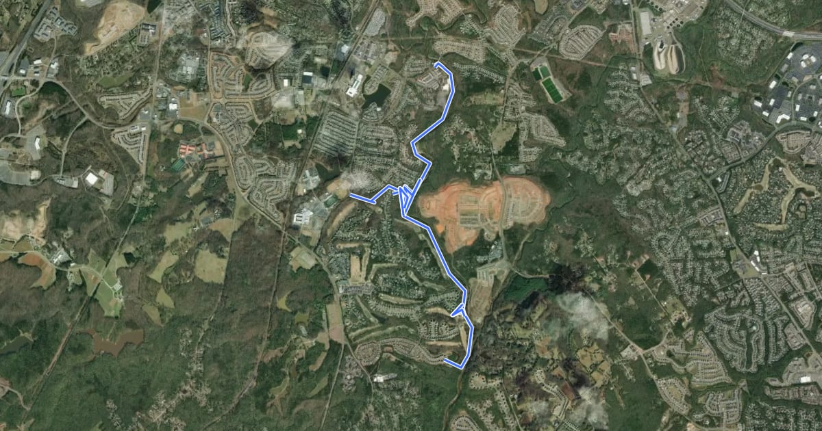 Маршрут Nation Ford Greenway на спутниковом снимке
