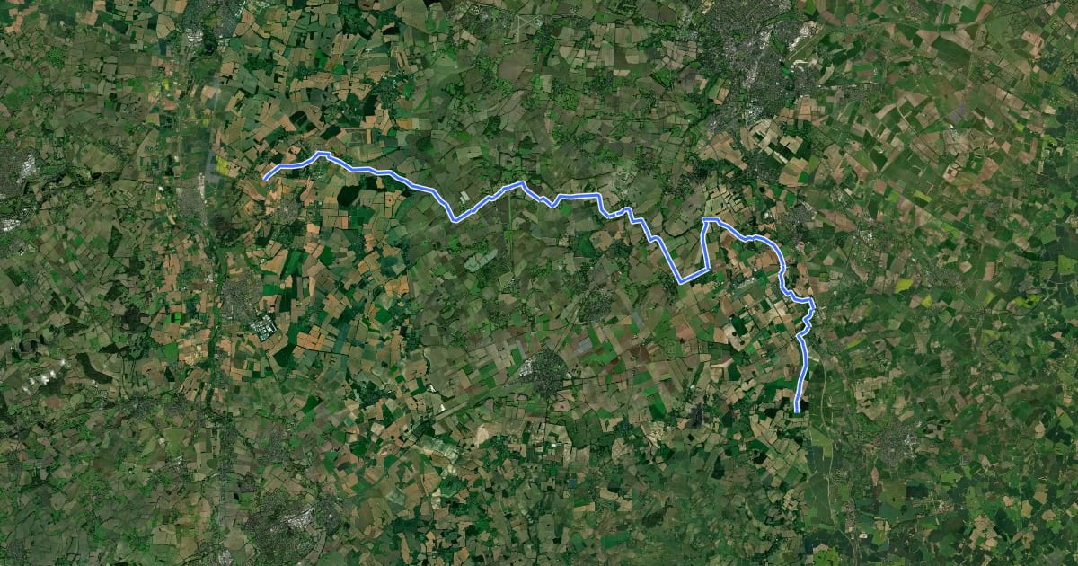 Маршрут National Byway (Cambridgeshire) на спутниковом снимке