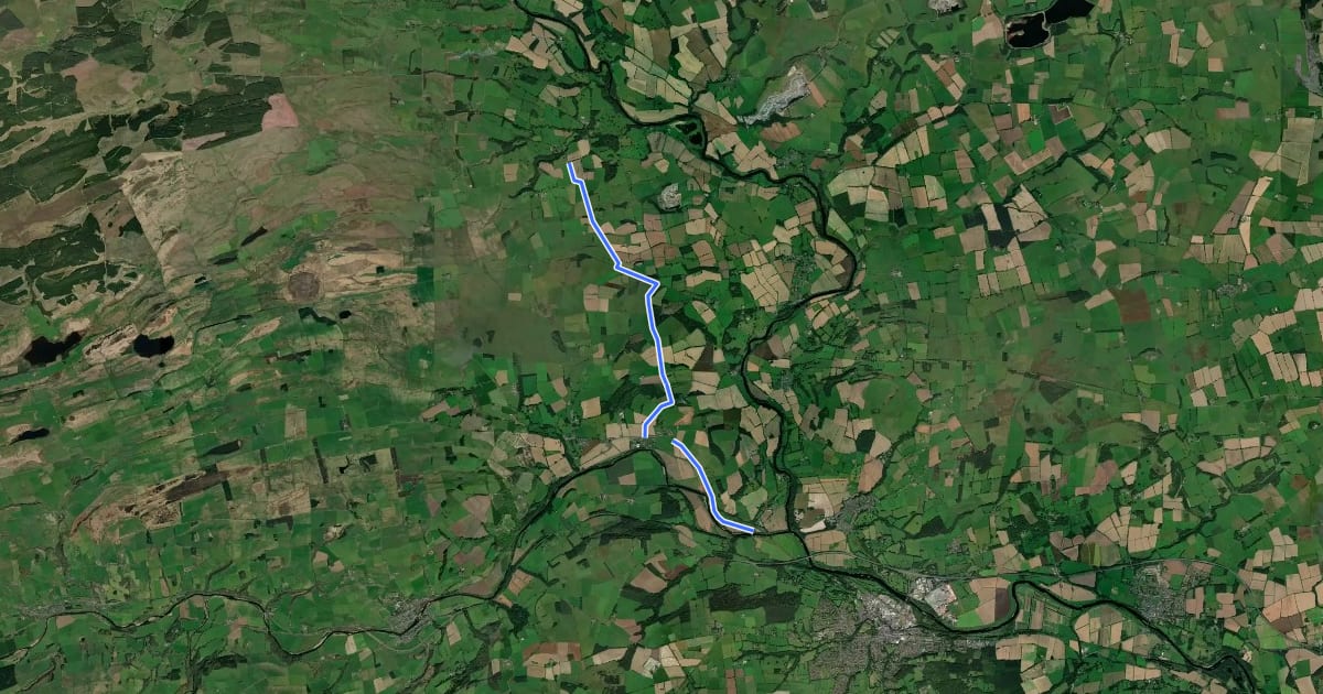 Маршрут National Byway Hexham Loop на спутниковом снимке