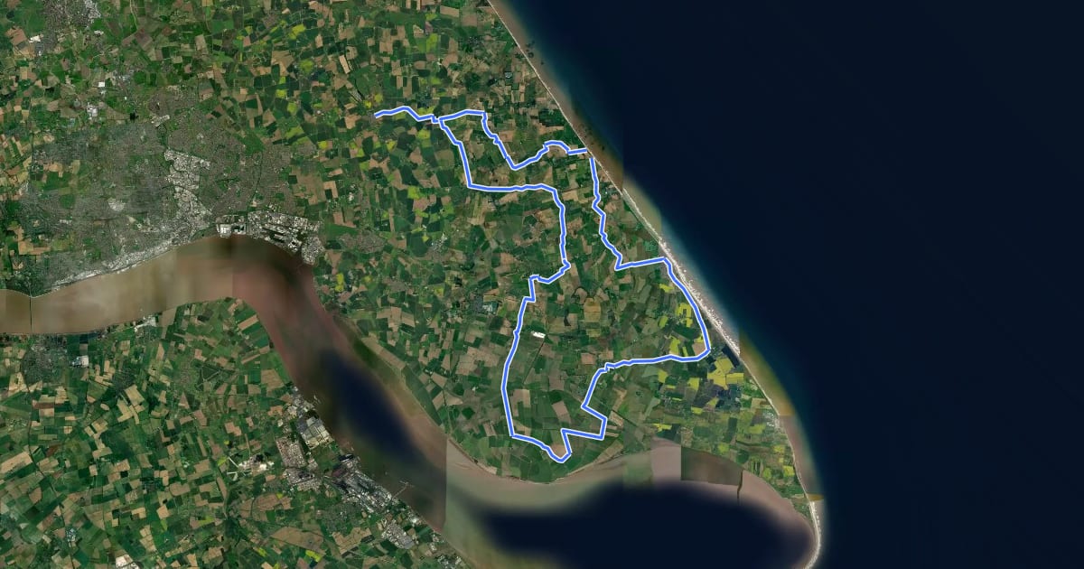 Маршрут National Byway (Holderness Loop) на спутниковом снимке