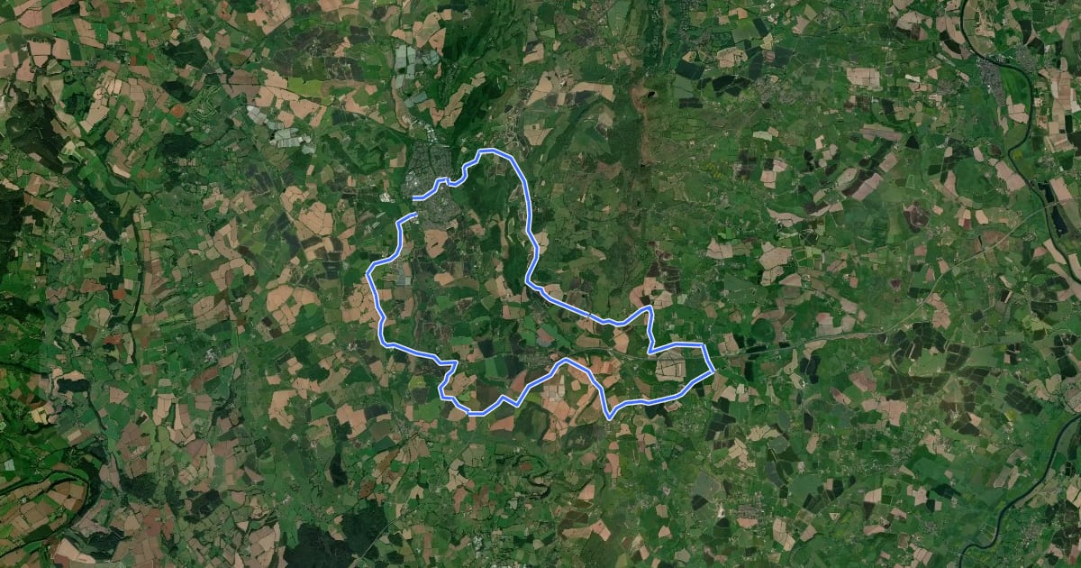 Маршрут National Byway (Ledbury Loop) на спутниковом снимке