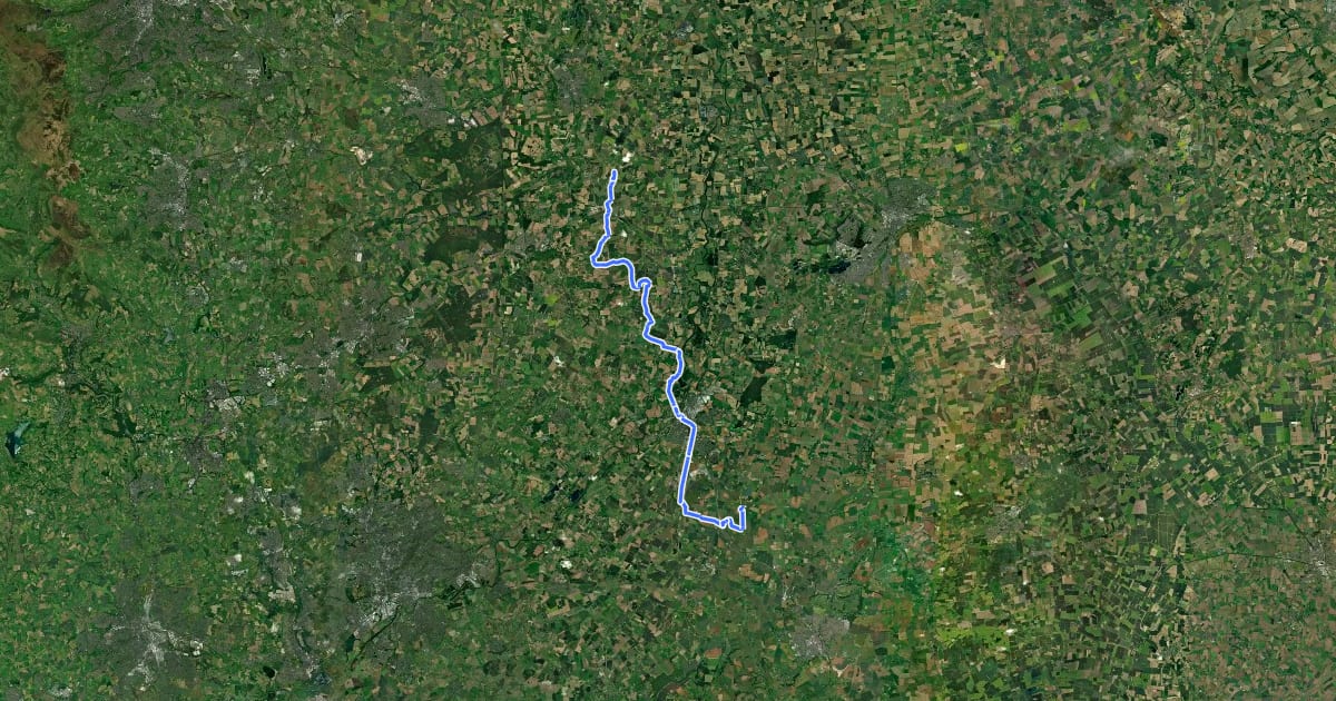 Маршрут National Byway (Nottinghamshire) на спутниковом снимке
