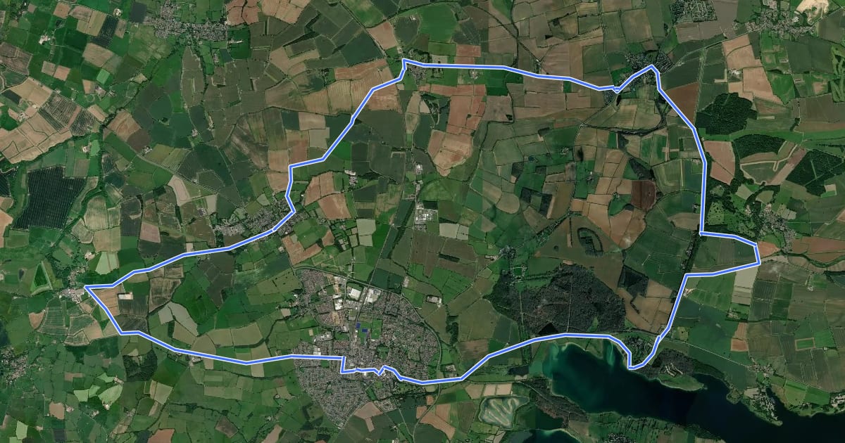 Маршрут National Byway (Oakham Loop) на спутниковом снимке