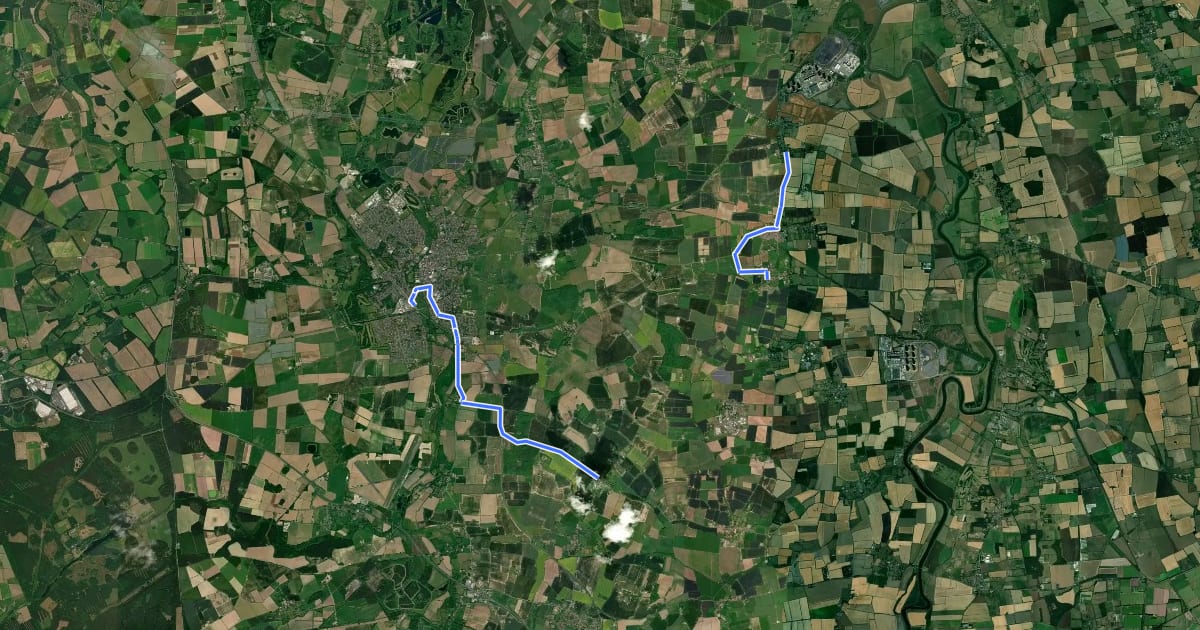 Маршрут National Byway Retford Loop на спутниковом снимке