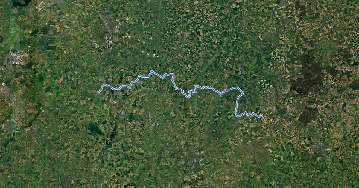 Маршрут National Byway (through Ely) на спутниковом снимке