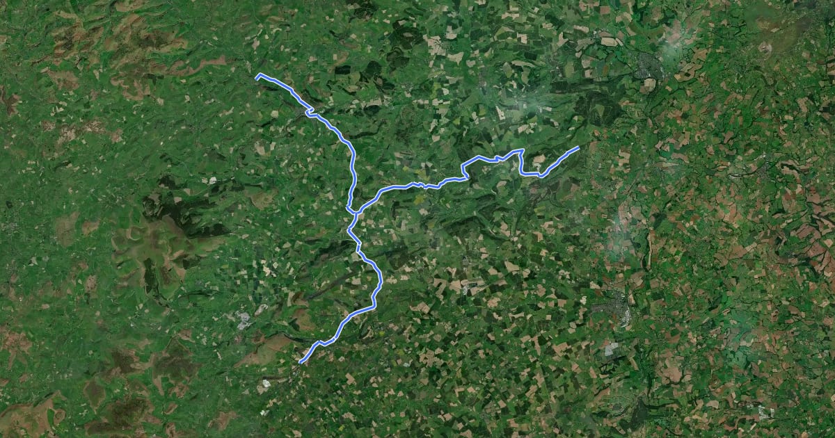 Маршрут National Byway (Wales & border) на спутниковом снимке