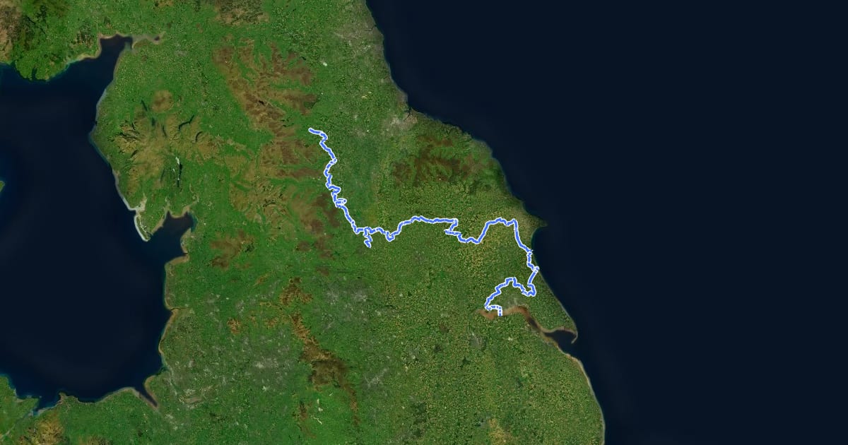 Маршрут National Byway (Yorkshire) на спутниковом снимке