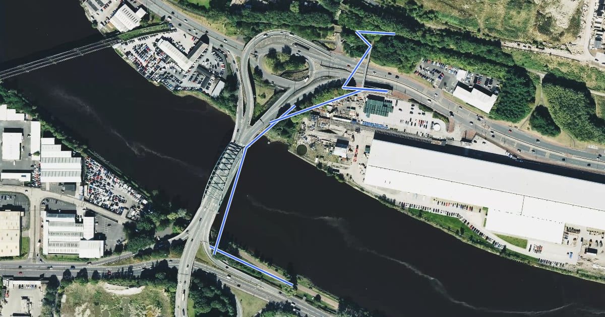 Маршрут National Cycle Network Link Route на спутниковом снимке